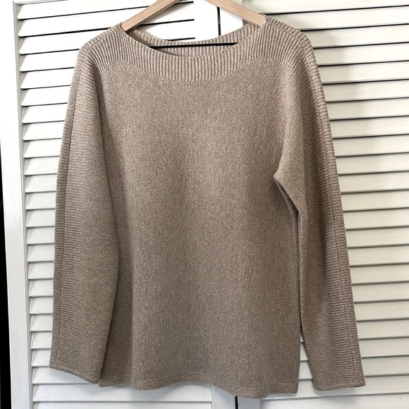 Talbots Bateau Neck Dolman Sleeve Shimmer Sweater, Wool Blend - Picture 3 of 9